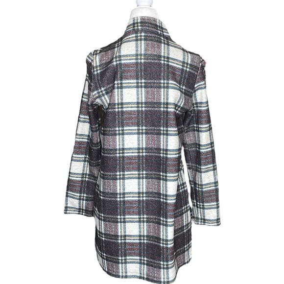 VERO MODA Katrine Brushed Fleece Buffalo Plaid Overcoat Jacket Lightweight Sz L - Picture 5 of 7
